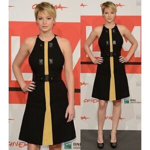 NWOT. 2K PROENZA SCHOULER Colorblock Pattern Knee-Length Dress Sz 2 BLACK